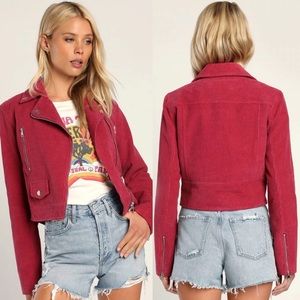 NWT Lulus Corduroy Moto Jacket